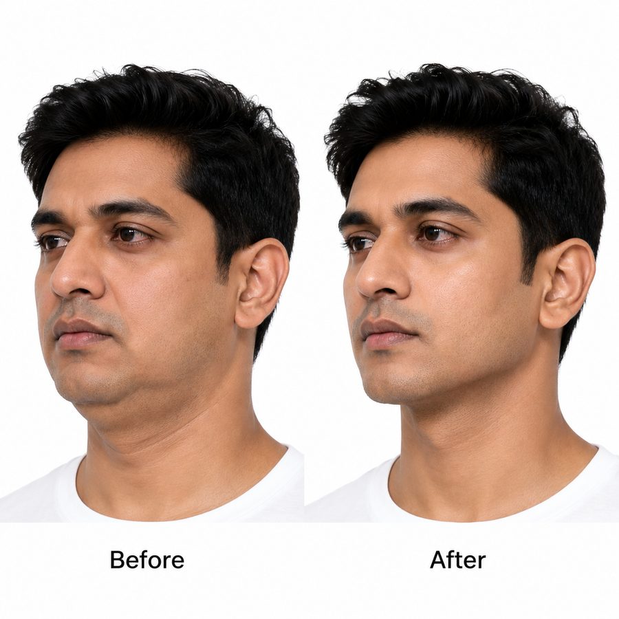 Non-surgical face upliftment before and after for men at MS Skin & Hair Clinic Delhi