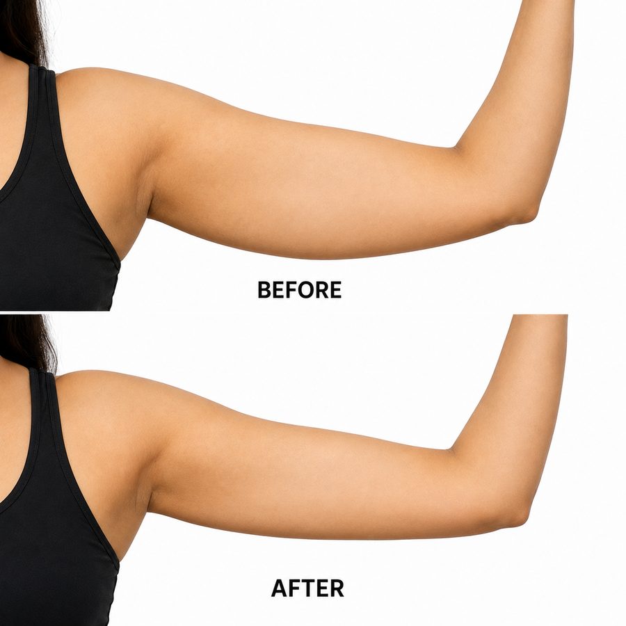 Weight loss before and after — upper arms